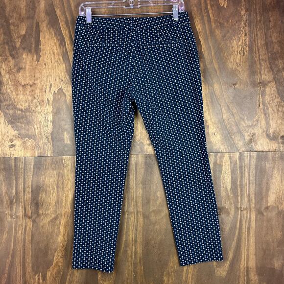 Banana Republic Womens Pants Navy Blue White All Over Pattern Jackson Stretch 4 - Picture 10 of 12